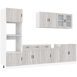 vidaXL Vidaxl - Mueble Cocina Kalmar Sonoma Gris 7 Pzas Madera Contrachapada