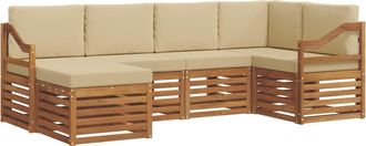 vidaXL Conjunto De Sof&aacute;s De Exterior 6 Uds. Natural Y Beige Poli&eacute;ster Vidaxl