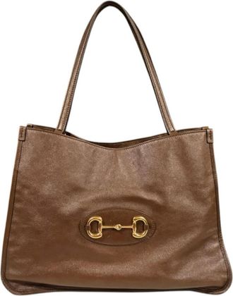 Gucci Brown Leather Tote Bag (Pre-Owned)