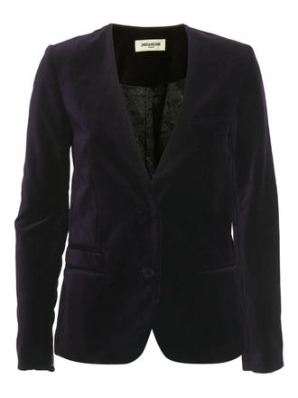 Zadig&Voltaire Vadim velvet embroidered blazer - women - Velvet - S - Purple