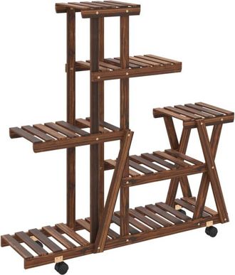 vidaXL Soporte De Flores Con Ruedas Madera Maciza Abeto 95x25x101 Cm Vidaxl