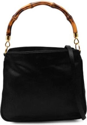 Gucci Pre-owned Satin Satchel - Dames - Vintage Handtas - Zwart - ONE Size - Satijn - Vintage