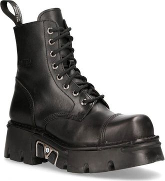 New Rock Leather Military Biker Boots- M-NEWMILI083-S19