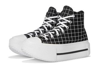 Converse Chuck Taylor All Star Lift Double Stack Platform Plaid Shoes Black/White/Black : Mens 8.5 - Womens 10.5 Medium, Canvas
