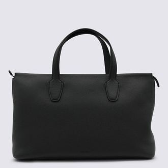 The Row Black Leather Marcel Top Handle Bag