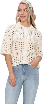Liu Jo Gehaakt Vest - Dames - Vesten - Beige - L - Katoen - Truien & Vesten