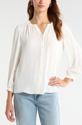 Nordstrom V-Neck Button-Up Top in Ivory Tofu at Nordstrom Rack, Size Xx-Small