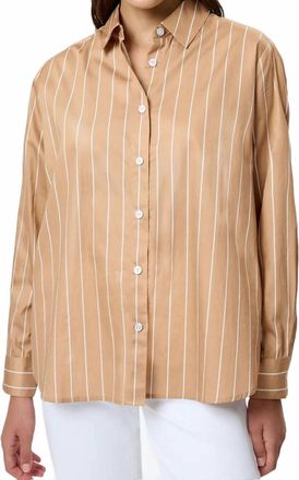 French Connection Alexis Poplin Fine Line Shirt In Macchiato