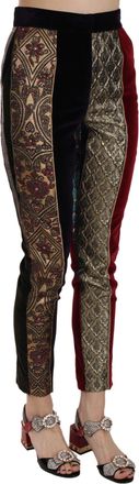 Dolce & Gabbana Womens Multicolor Jacquard Cropped Tapered Pants