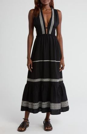 Lemlem Lelisa Plunge Cotton Maxi Dress in Lulit Black at Nordstrom Rack, Size Medium