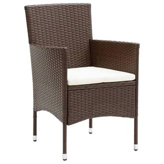 Berkfield Home Comfortable 5 Piece Garden Bistro Set Poly Rattan & Tempered Gl in Brown