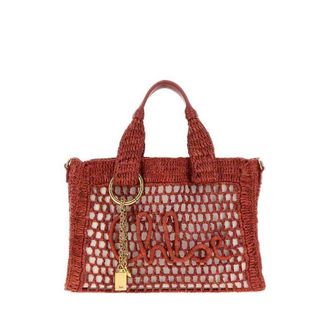 Chlo&eacute; Red Raffia Summer Banana Shopping Bag Gingerred Borse A Mano