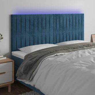 vidaXL Cabecero Con Luces Led Terciopelo Azul Oscuro 200x5x118/128 Cm Vidaxl