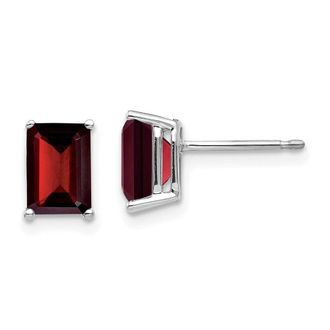 Diamond2Deal 14k White Gold 7x5mm Emerald Cut Garnet Earrings