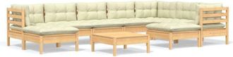 vidaXL Muebles De Jard&iacute;n 10 Pzas Y Cojines Madera Maciza De Pino Crema Vidaxl