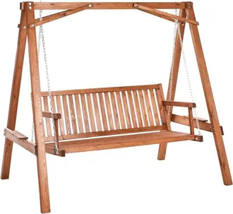 Beliani Patio Swing FICARELLA Larch Wood Brown