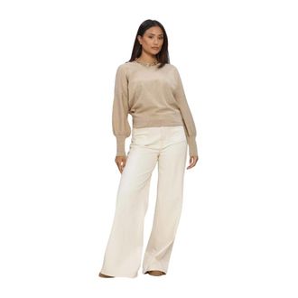 Nukus Nukus - Jorien Pullover Lurex - Dames - Truien - Beige - Maat: XL Nylon