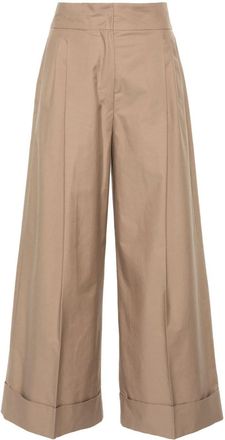 Max Mara Abba wide-leg trousers - women - Cotton/Polyester - 44 - Brown