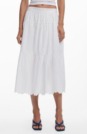Desigual Embroidered Cotton Midi Skirt in White at Nordstrom, Size X-Large