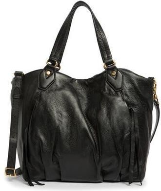 Aim&eacute;e Unsubscribed Convertible Leather Shopper in Black at Nordstrom Rack