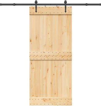 vidaXL Puerta Corredera Con Herrajes Madera Maciza De Pino 90x210 Cm Vidaxl