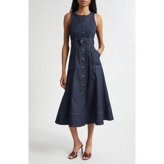 Cinq &agrave; Sept Cezanne Denim Midi Dress in Indigo at Nordstrom, Size 10