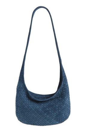 Bottega Veneta Veneto Intrecciato Leather Messenger Bag in Neptune-Silver at Nordstrom