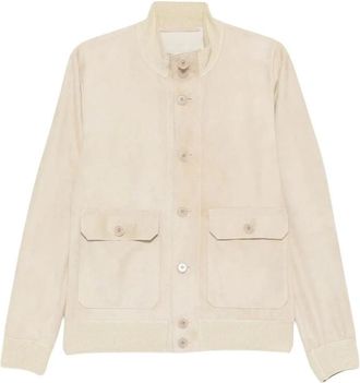 Salvatore Santoro Bomberjack - Heren - Bomber jackets - Beige - 3XL - Leer - Jassen