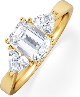 The Diamond Store Aurora Lab Diamond Emerald Cut and Trillion 1.70ct Ring in 18K Gold F/VS1