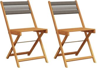 vidaXL Vidaxl - Sillas De Bistr&oacute; 2 Uds Madera Maciza De Acacia Y Cuerda Gris
