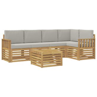vidaXL Conjunto De Sof&aacute;s De Exterior 6 Pcs Blanco Y Gris Claro Vidaxl