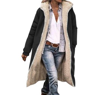 Generic Womens Quilted Jacket Long Winter Coats for Women Uk Waterproof Fleece Faux Fur Lined Quilted Ladies Parka Puffer Jackets Hood Warm Plus Size Hooded T