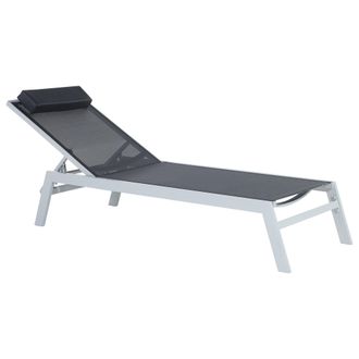 Beliani Beliani - Tumbona De Jard&iacute;n De Textil Negro Con Marco De Aluminio Reposacabezas Reclinable Y Ajustable Con Coj&iacute;n Catania Ii