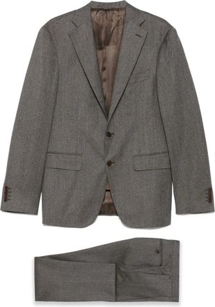 Canali Completo spigato in lana - Marrone