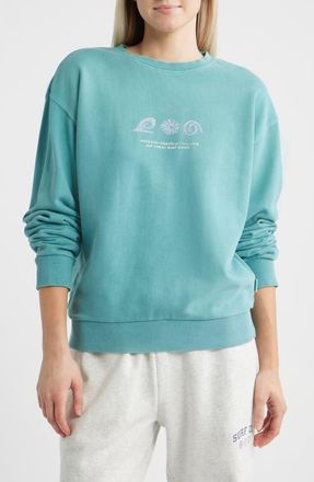 Rip Curl Sunset Surf Relaxed Cotton Graphic Sweatshirt in Dusty Turquoise at Nordstrom, Size Xx-Small
