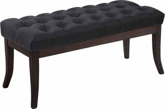 Clp Banco con patas de madera y asiento en Tela Negro