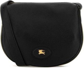 Burberry Hammered Leather Crossbody Bag With Logo Patch