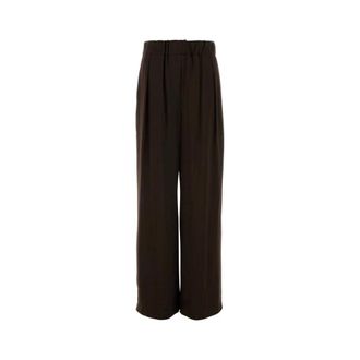 Jil Sander Wide Trousers, female, Brown, Size: XS Satin Wide-leg Pant