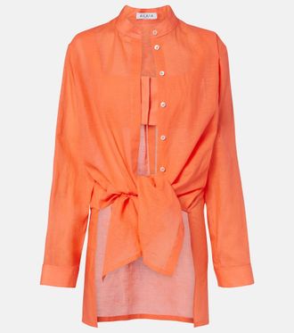Alaia Ala&iuml;a Layered cotton and linen shirt