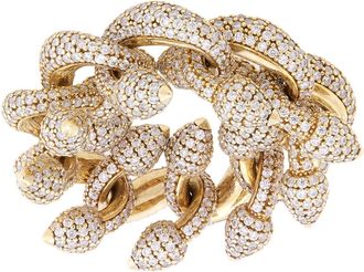 Burberry Spear Chain Pave Crystal Gold-Tone Ring, Size 51