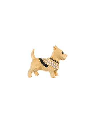 Susan Caplan Vintage swarovski dog brooch - women - Swarovski Crystal/18kt Gold Plated Brass/Enamel - One Size