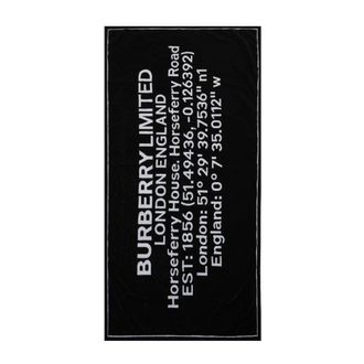 Burberry Home, Dames, Zwart, ONE Size, Katoen, Strandlaken met logo