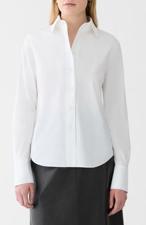 Lafayette 148 New York Fitted Shirt with French Cuffs in White at Nordstrom, Size 18