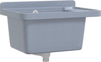 vidaXL Fregadero Lavabo De Pared Resina Gris 50x35x24 Cm Vidaxl