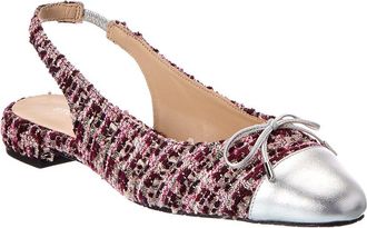 Stuart Weitzman Sleek Bow Tweed Slingback Flat