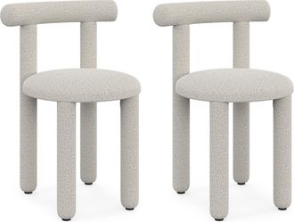 IDMarket Set Di 2 Sedie Rime In Tessuto Bouclette Crema