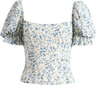 Reformation Marin Puff Sleeve Top in Nile at Nordstrom, Size 12