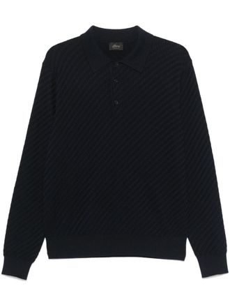Brioni Trama polo shirt - men - Silk/Cashmere/Cotton - 58 - Blue