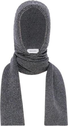 Yves Salomon Cashmere en Wollen Gebreide Sjaal met Capuchon - Dames - Wintersjaals - Grijs - ONE Size - Wol - Accessoires