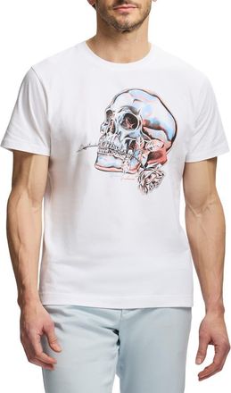 Robert Graham Chrome Skull Knit Graphic T-Shirt in White at Nordstrom Rack, Size Xx-Large
